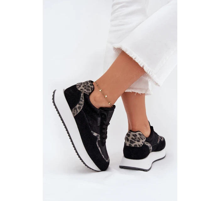 Dámské semišové tenisky Big Star HI-POLY SYSTEM – černé s panterkovým vzorem Dámské semišové tenisky Big Star HI-POLY SYSTEM – černé s panterkovým vzorem