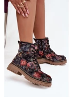 Dámské botky Artiker – černé, zateplené, se vzorem, na platformě Dámské botky Artiker – černé, zateplené, se vzorem, na platformě