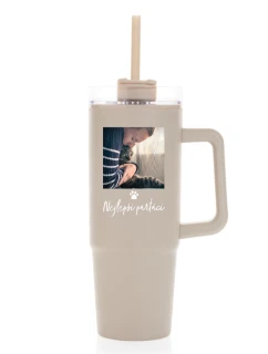 Personalizovaná termoska s průhledným víčkem - fotografie s mazlíčkem