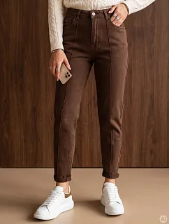 Dámské džíny Mom Fit s vysokým pasem, hnědé, FashionStreet UY3226