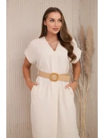 Šaty s ozdobným páskem béžové Šaty s ozdobným páskem béžové