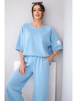 Dámský máslový komplet z viskózy mikina a široké kalhoty světle fialový