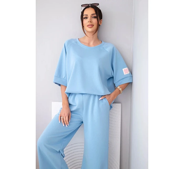 Dámský máslový komplet z viskózy mikina a široké kalhoty světle fialový