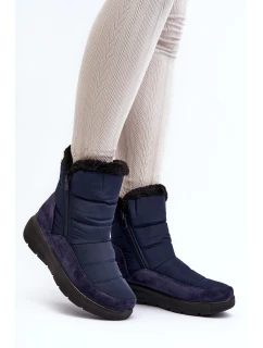 Dámské zimní boty s kožešinou modré model 21644841 - Boto