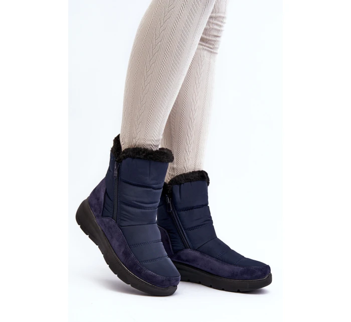 Dámské zimní boty s kožešinou modré model 21644841 - Boto Dámské zimní boty s kožešinou modré model 21644841 - Boto
