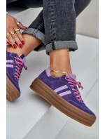 model 21684228 Dámské semišové sneakersy na platformě tmavě fialové - Zazoo