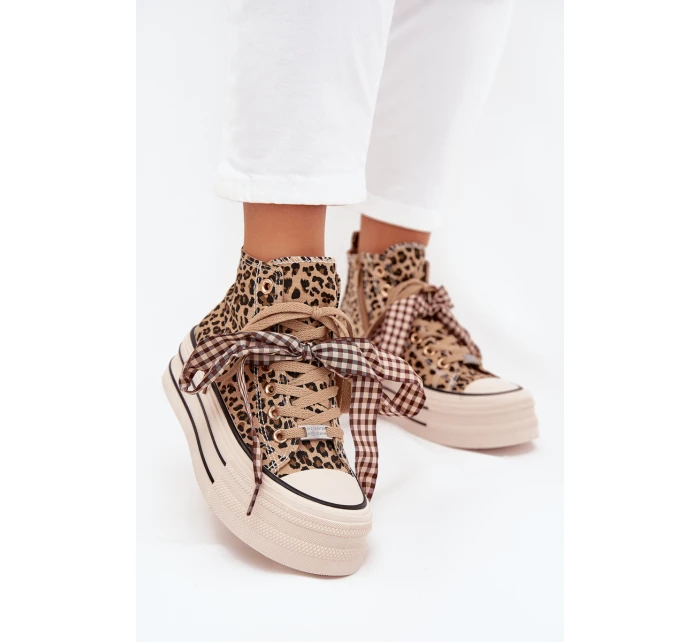 Dámské Tenisky S Mašlí A Zipem Na Platformě Panthera Mavara Dámské Tenisky S Mašlí A Zipem Na Platformě Panthera Mavara