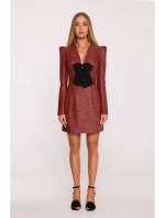 šaty s výstřihem do V bordó model 21295864 - Moe šaty s výstřihem do V bordó model 21295864 - Moe