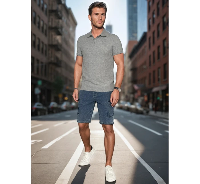 Pánská polokošile s nášivkou šedá Dstreet model 21987844 - FashionStreet