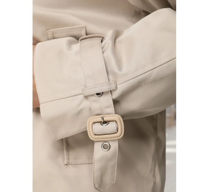 Trencz damski krótki elegancki klasyczny krój jasnobeżowy FashionStreet NY0772