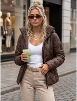 Dámská přechodová bunda s kapucí, hnědá, FashionStreet TY5772 Dámská přechodová bunda s kapucí, hnědá, FashionStreet TY5772