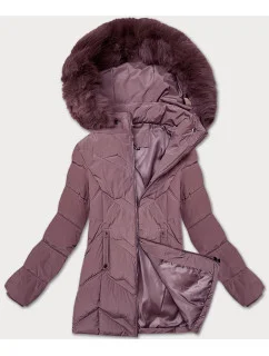 Fialová dámská zimní plus size bunda s kapucí S'west (B8300-71)