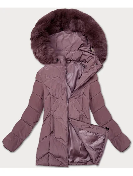 Fialová dámská zimní plus size bunda s kapucí S'west (B8300-71) Fialová dámská zimní plus size bunda s kapucí S'west (B8300-71)