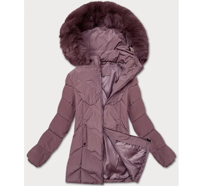 Fialová dámská zimní plus size bunda s kapucí S'west (B8300-71) Fialová dámská zimní plus size bunda s kapucí S'west (B8300-71)