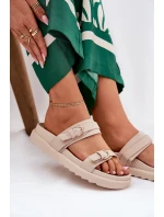 Dámské Pantofle Na Platformě Se Zlatými Béžové model 21687846 - Boto Dámské Pantofle Na Platformě Se Zlatými Béžové model 21687846 - Boto