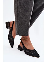 Kožené Semišové Dámské Sandály Otevřené S Síťkou Na Klíně D&A CR61-3004 Černé