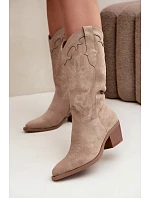Dámské kozačky na podpatku Eko semiš tmavě béžové Jarissa Dámské kozačky na podpatku Eko semiš tmavě béžové Jarissa