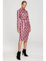 M706 Šaty s rukávy, límcem a potiskem - model 2 M706 Šaty s rukávy, límcem a potiskem - model 2