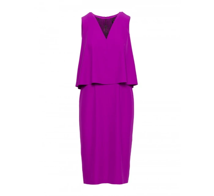 S422 Šaty s krajkovou vsadkou - levandulová