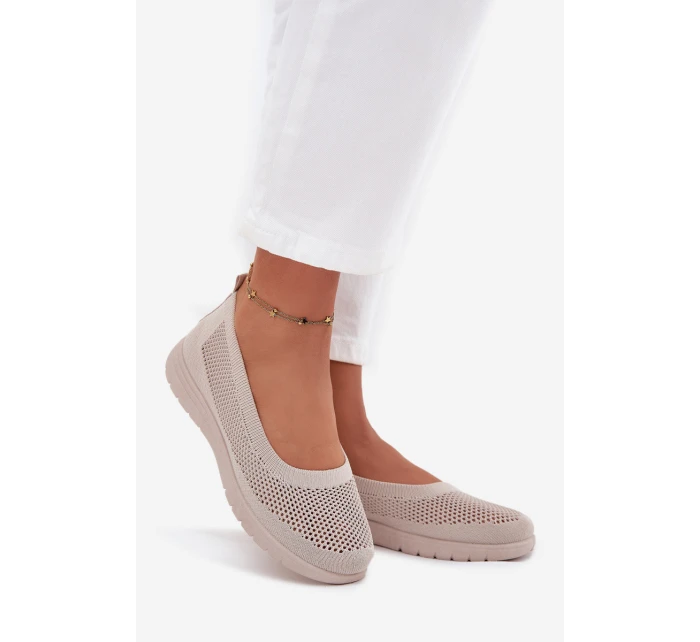 Dámské síťované baleríny ve sportovním stylu Virella – béžové