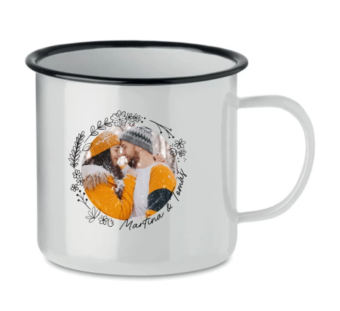 Personalizovaný retro plecháček s květinový ohraničením 