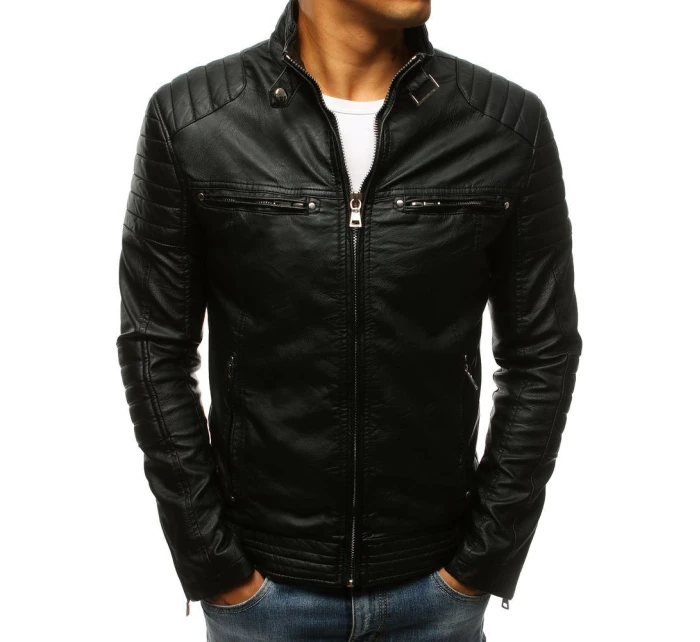 Pánská kožená bunda černá Dstreet TX3265