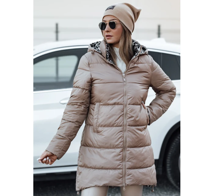 Dámská oboustranná bunda PURRBREEZ dlouhá prošívaná bunda s kapucí camel FashionStreet TY4660 Dámská oboustranná bunda PURRBREEZ dlouhá prošívaná bunda s kapucí camel FashionStreet TY4660