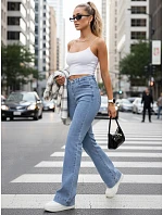 Dámské modré džíny s širokými nohavicemi FashionStreet UY2971