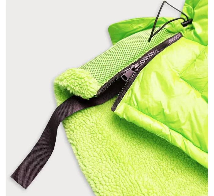 Krátká dámská zimní bunda v neonově žluté barvě s kapucí model 21242657 - Ann Gissy