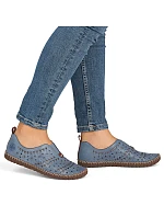 Dámská kožená prolamovaná modrá polobotka Rieker M2852-12 Dámská kožená prolamovaná modrá polobotka Rieker M2852-12