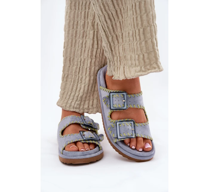 Dámské Pantofle S A Ozdobným Modré model 21696583 - Boto