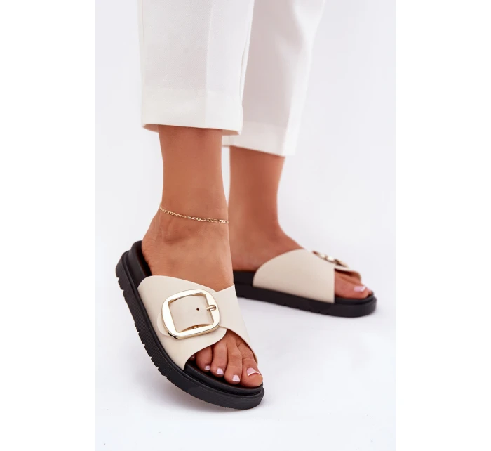 Dámské sandály na platformě se zlatou sponou béžové Jovira