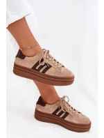 Dámské sneakersy na platformě z přírodní semiše béžové Eldira Dámské sneakersy na platformě z přírodní semiše béžové Eldira