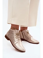 Kožené síťované kotníkové boty na nízkém podpatku Zazoo 4078 Zlaté