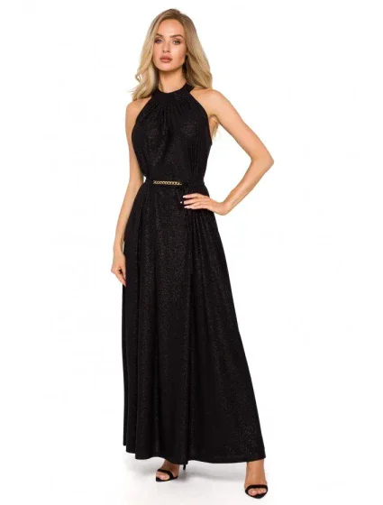 M721 Maxi šaty bez rukávů - černé