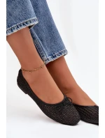 Dámské baleríny s pletením a mašlí Belirra – černé