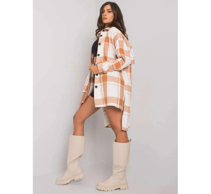 Dámská košile EM KS 180- 1.12X hnědo-bílá - FPrice