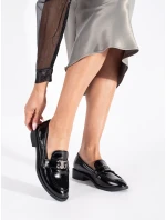 Pohodlné dámské černé mokasíny na plochém podpatku Pohodlné dámské černé mokasíny na plochém podpatku
