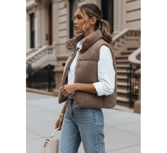 BEEWARM dámská vesta z ovčí kůže v barvě camel FashionStreet TY3800