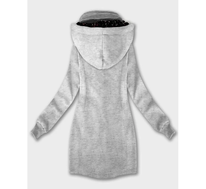 Světle šedá dámská mikina s kapucí a se stojáčkem LHD (AMG-171)