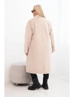 Dámský kabát Plus Size z viskózy bez zapínání s kapsami béžový Dámský kabát Plus Size z viskózy bez zapínání s kapsami béžový