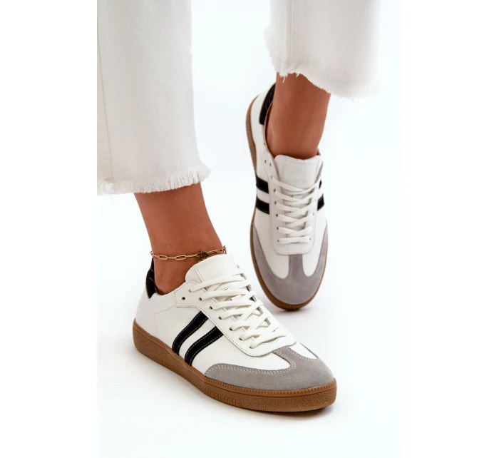 Zazoo N1068 Kožené Nízké Dámské Tenisky Bílé