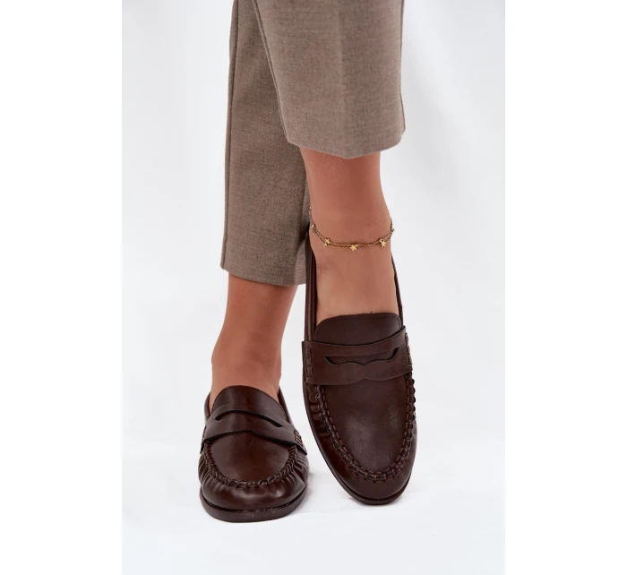 Dámské mokasíny z ekologické kůže hnědé model 21710055 - Boto