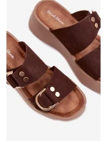 Dámské platformové sandály se zlatými sponkami Čokoládové Nelirae