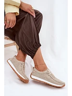 Dámské polobotky z přírodního semiše béžové model 22091763 - EVENTO