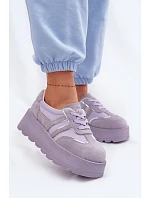 Semišové tenisky na platformě model 22095146 fialové - Goe