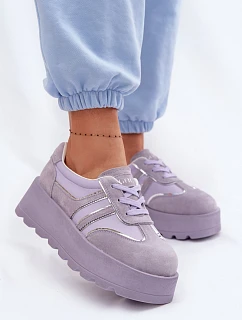 Semišové tenisky na platformě model 22095146 fialové - Goe