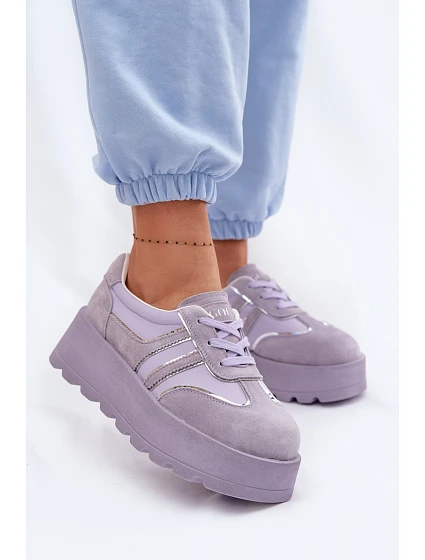 Semišové tenisky na platformě model 22095146 fialové - Goe