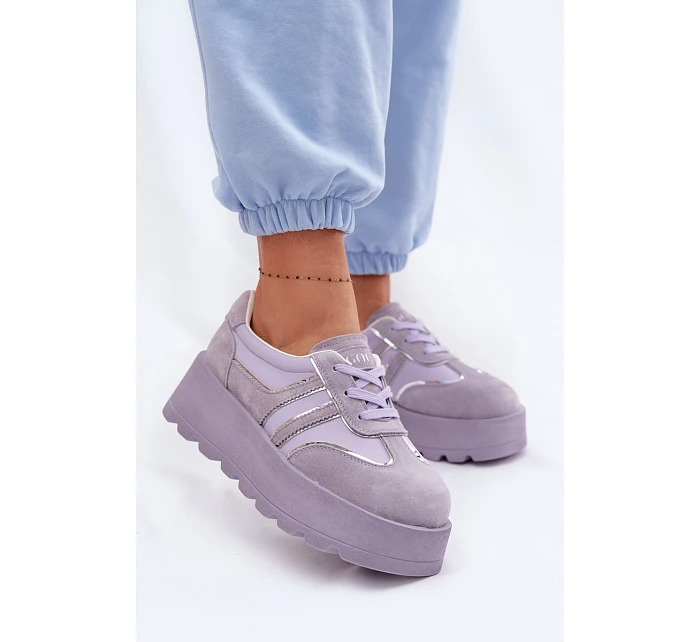 Semišové tenisky na platformě model 22095146 fialové - Goe