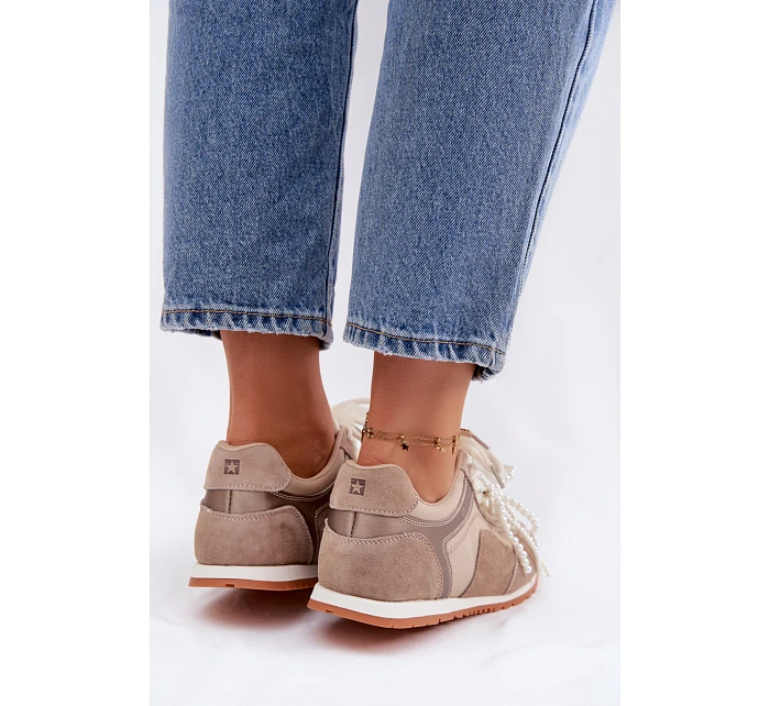 Kožené semišové dámské tenisky Big Star TT274677 béžové